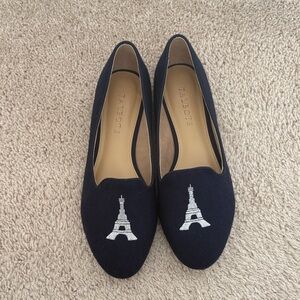 Talbots Dark Blue Eiffel Tower Embroidered Loafers